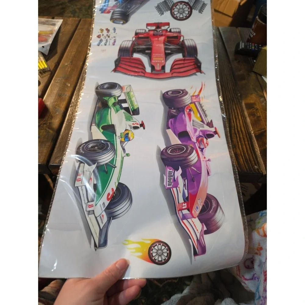 Race‎ Cars  Wall Sticker Sheet Self Adhesive PVC Wall Decor